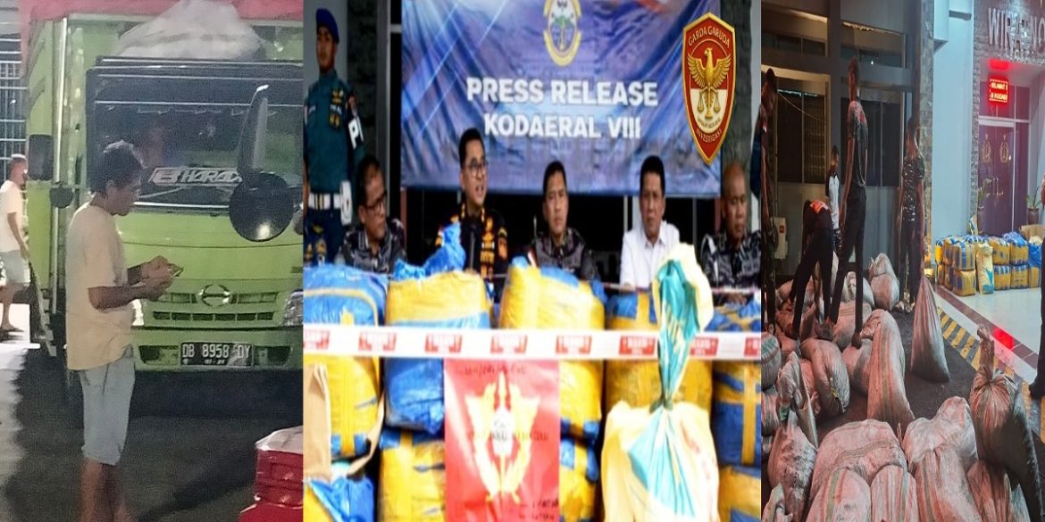 TNI AL GAGALKAN PENYELUNDUPAN 1,4 TON SIANIDA DI PELABUHAN BITUNG, TRUK DB 8958 DY DAN SOPIR TURUT DIAMANKAN DI MAKO KODAERAL VIII MANADO