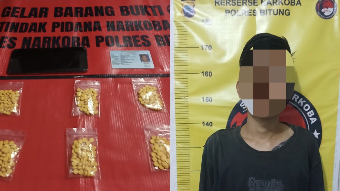 POLRES BITUNG BONGKAR PEREDARAN OBAT KERAS ILEGAL! 300 BUTIR TRIHEXYPHENIDYL DISITA, 1 TERSANGKA DICIDUK